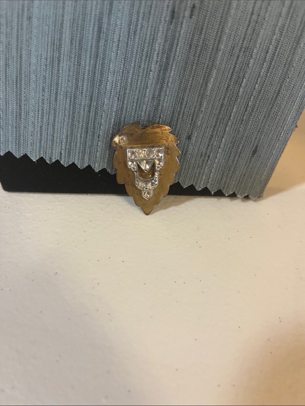 Gold-Tone Shield Crystal Accent Dress Clip